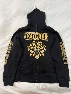 Glo Gang- Puff/Screen print “GLOGANG” graphic - Full Zip Hoodie Black